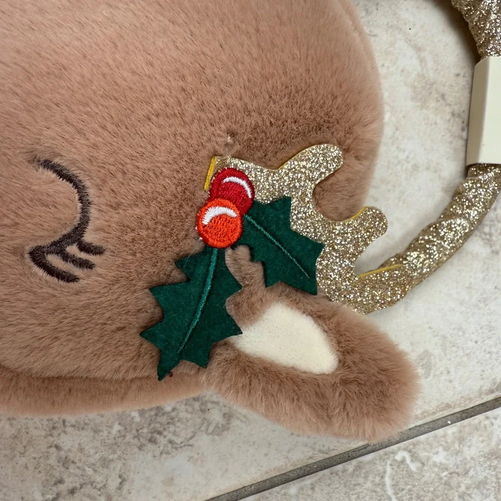 NWT Cynthia Rowley Kids Faux Fur Reindeer Christmas Holiday Purse Bag NEW